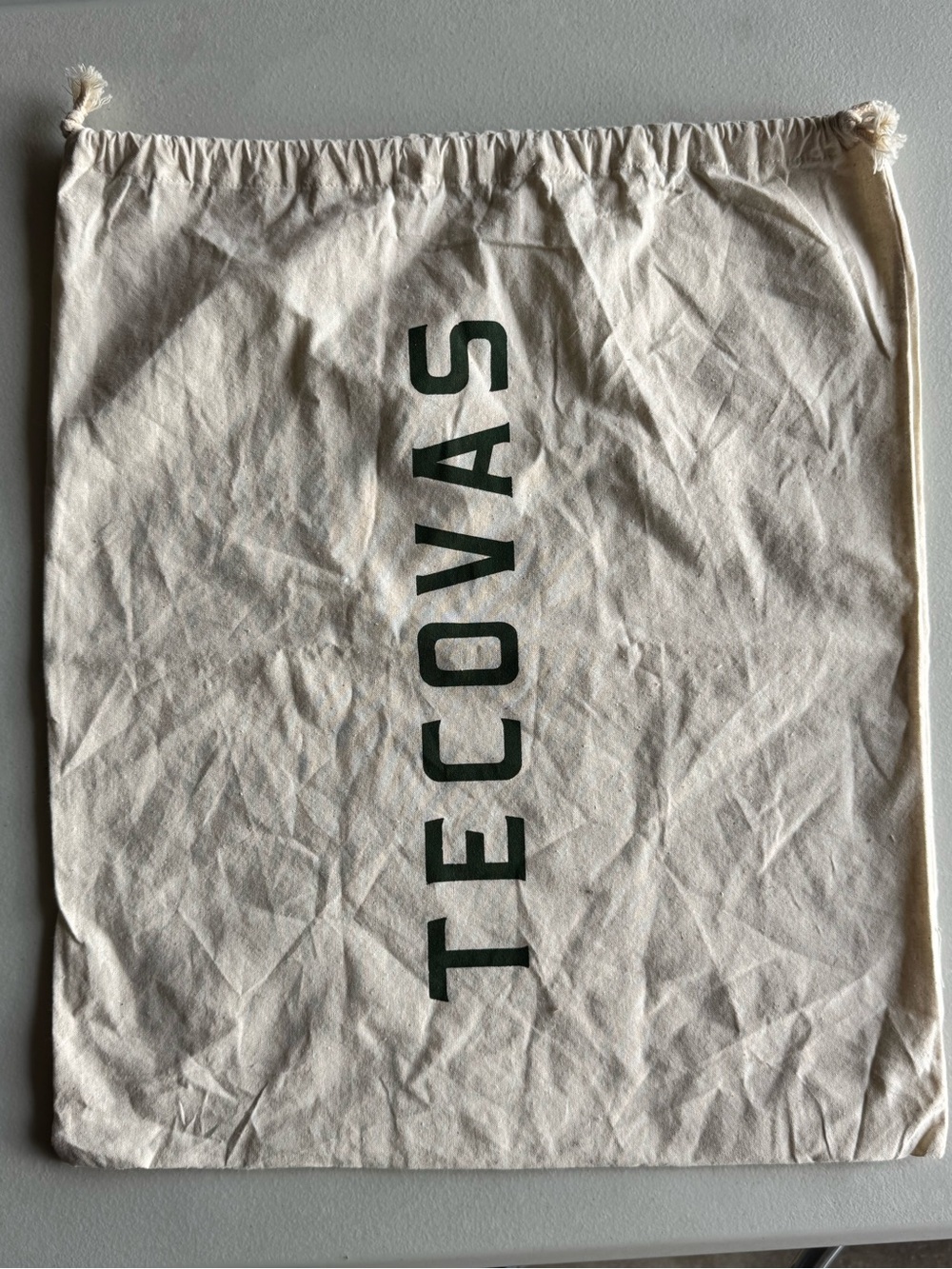 Tecovas Cream Canvas Dust Sack with Dark Green Logo 16x19